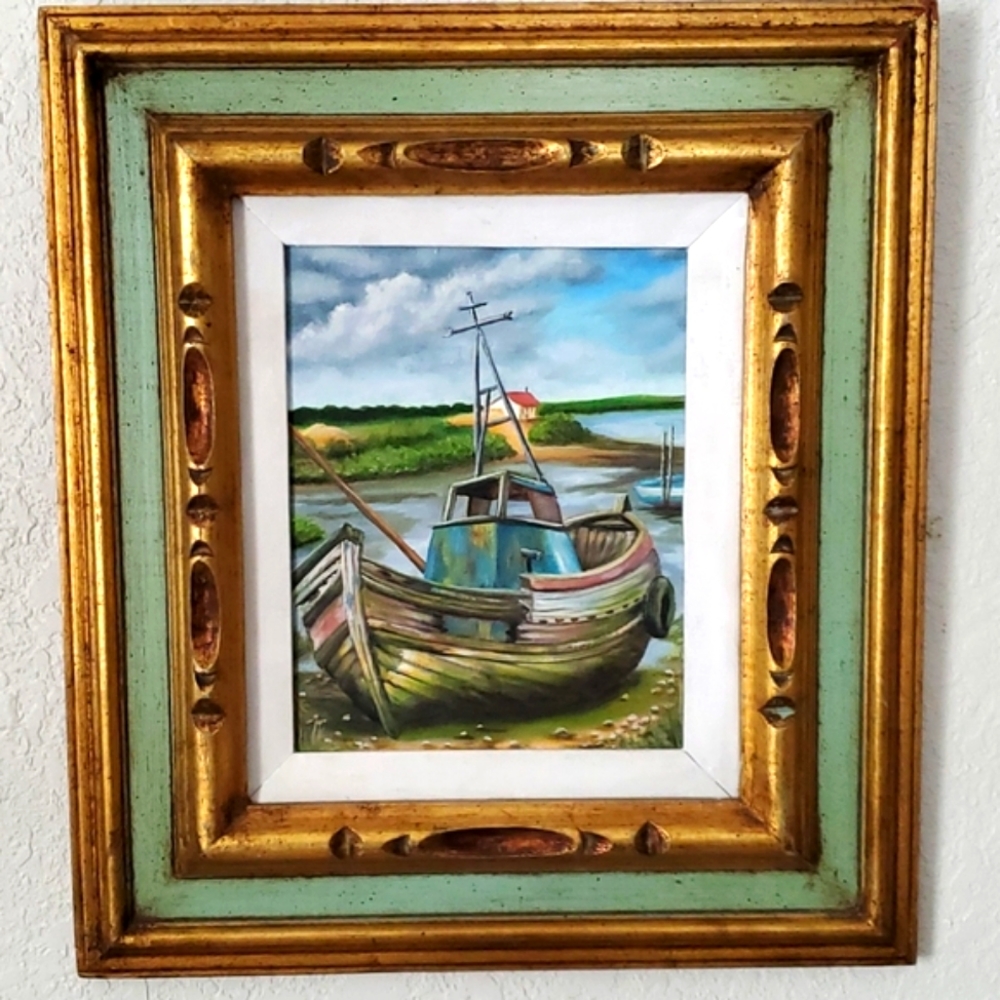 Origional Oil Painting in Vintage Ornate Frame🌊